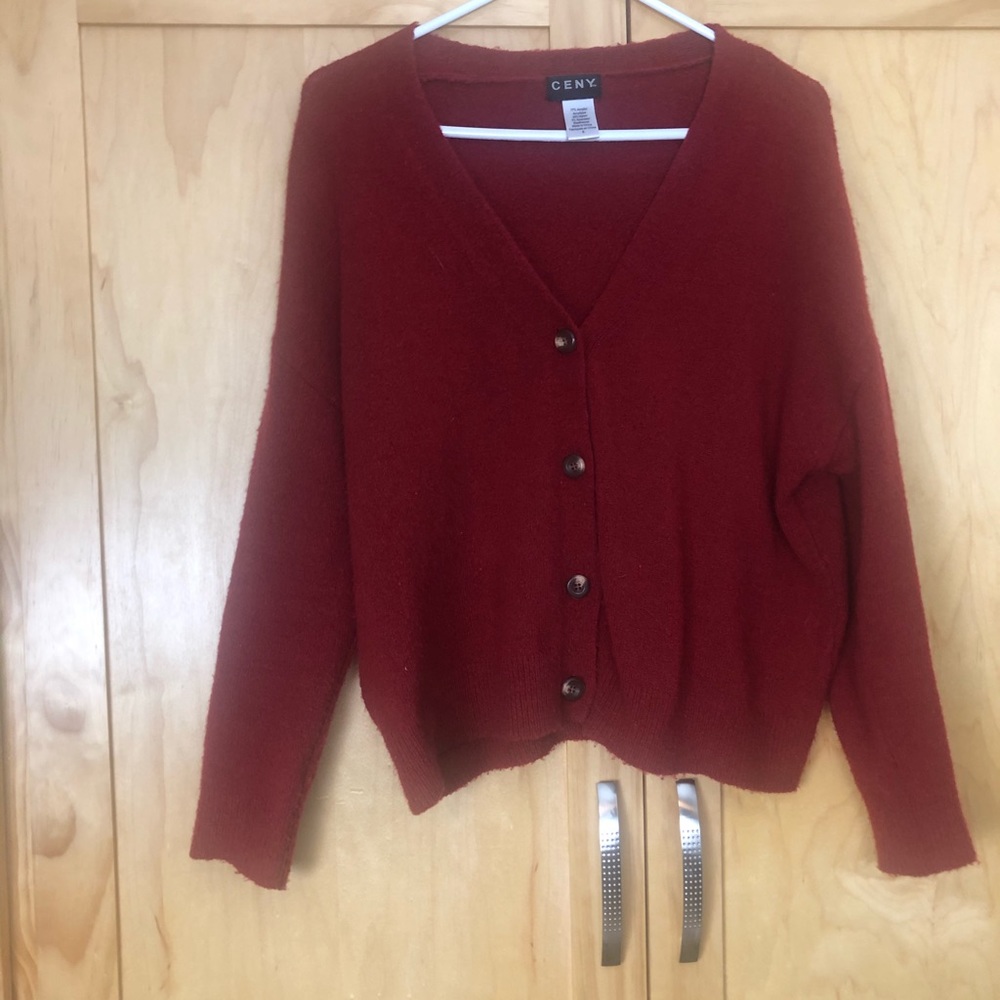 Small Red Button Down  Cardigan